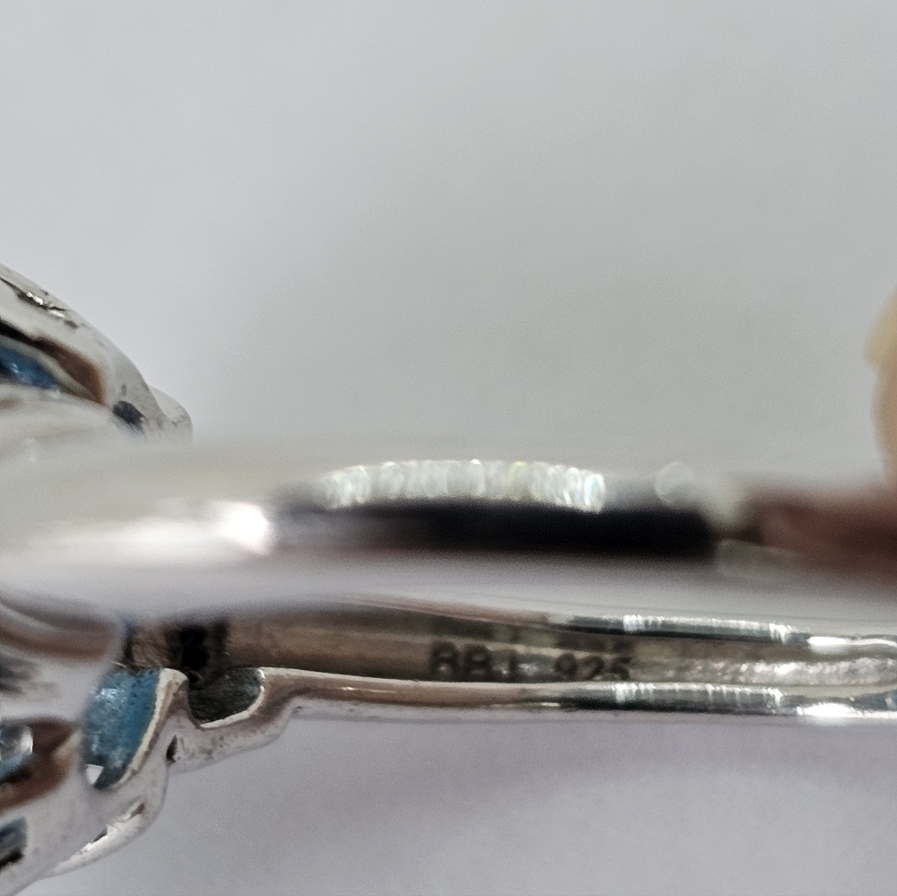 Natural 8.26 Carat London Blue Topaz & Blue Diamond Ring Sterling Silver Sz 7.5! - Picture 11 of 13